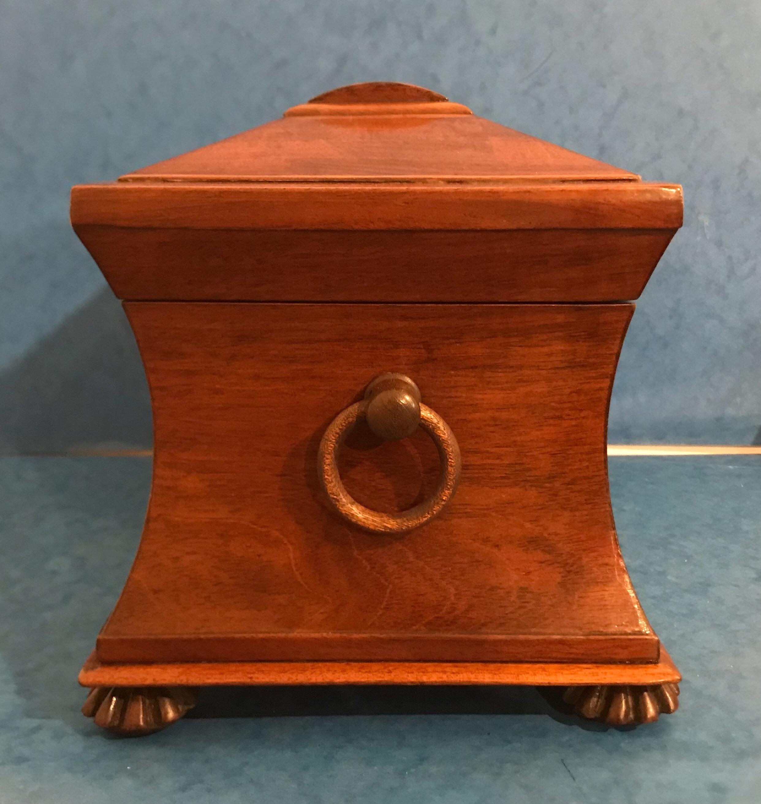 Victorian 1840 Mahogany Twin Canister Tea Caddy In Good Condition In Windsor, Berkshire