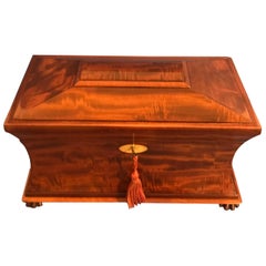 Victorian 1840 Mahogany Twin Canister Tea Caddy Antique Victorian 1840 Mahogany Twin Canister Tea Caddy