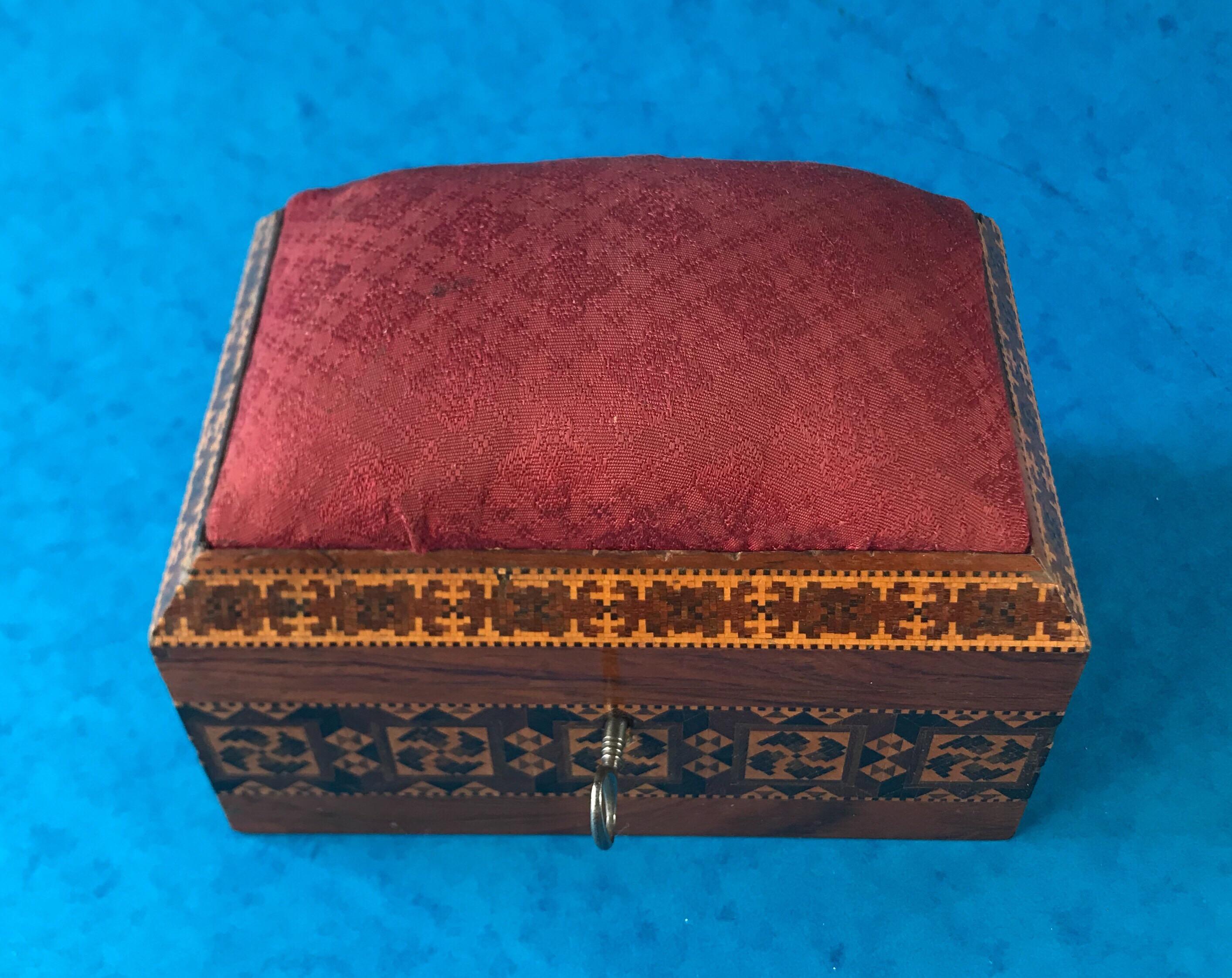 Victorian 1845 Tunbridge Ware , Stickware and Mosaic Sewing Box In Good Condition In Windsor, Berkshire