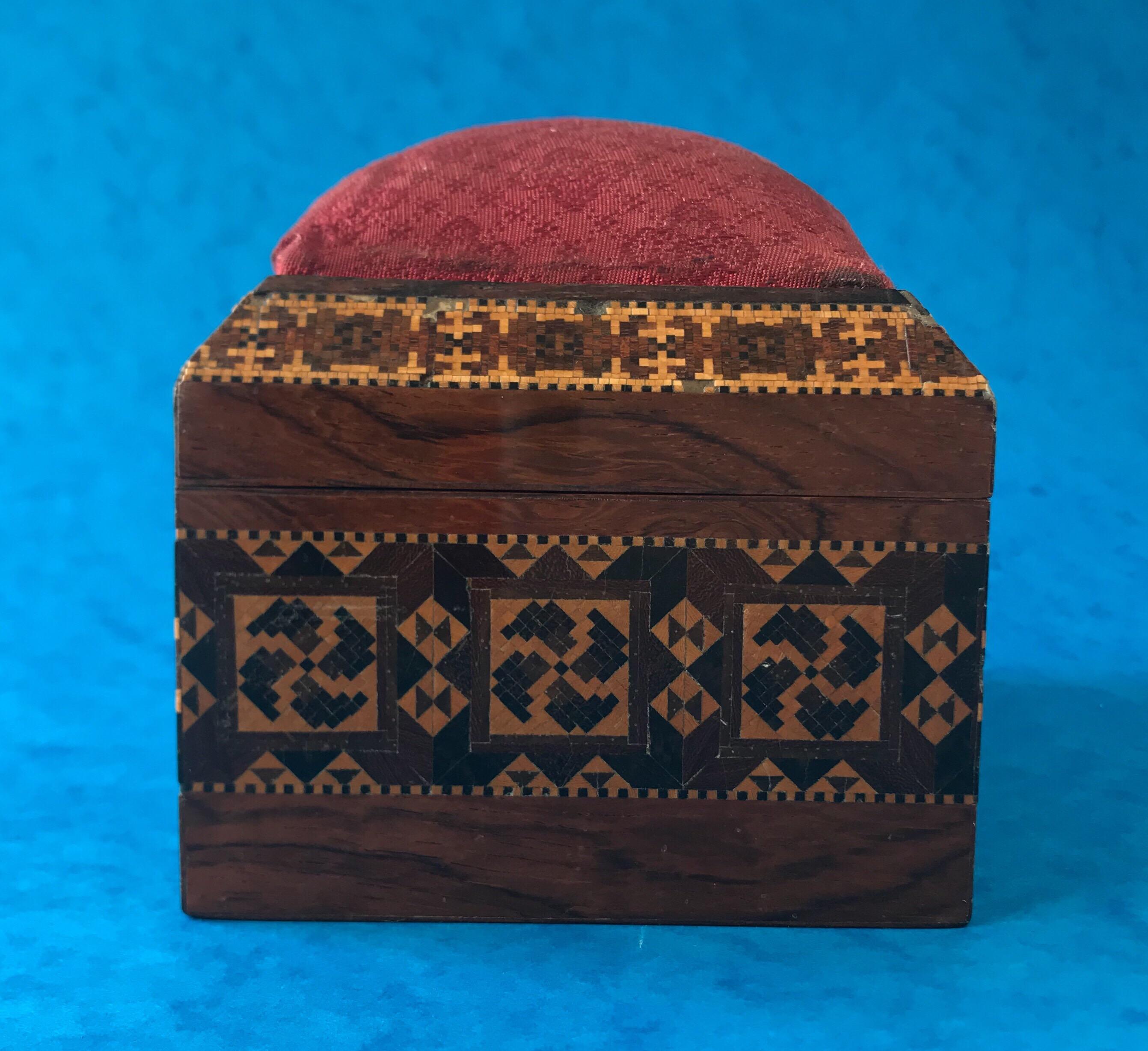 Victorian 1845 Tunbridge Ware , Stickware and Mosaic Sewing Box 3