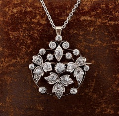 Victorian 1.85 Ct Diamond Brooch Pendant