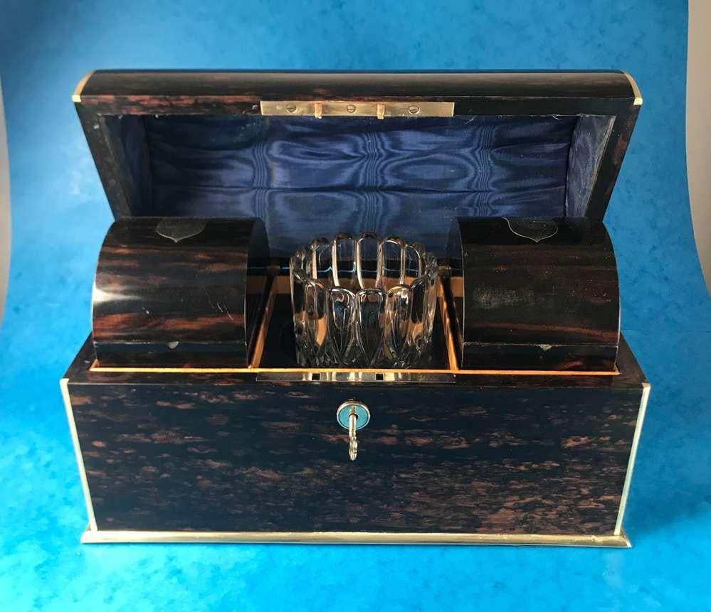 Victorian 1850 brass bound coromandel tea caddy  In Good Condition In Windsor, Berkshire
