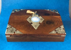 Victorian 1850 Brassbound Olive Wood Lap Desk