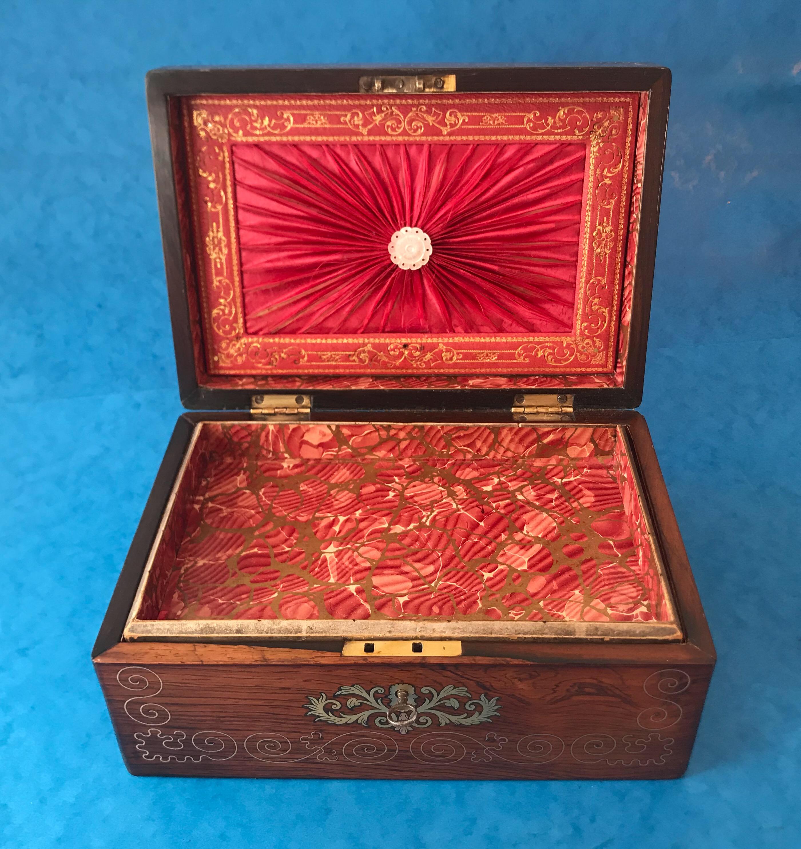 Victorian 1850 Rosewood Jewelry Box 6