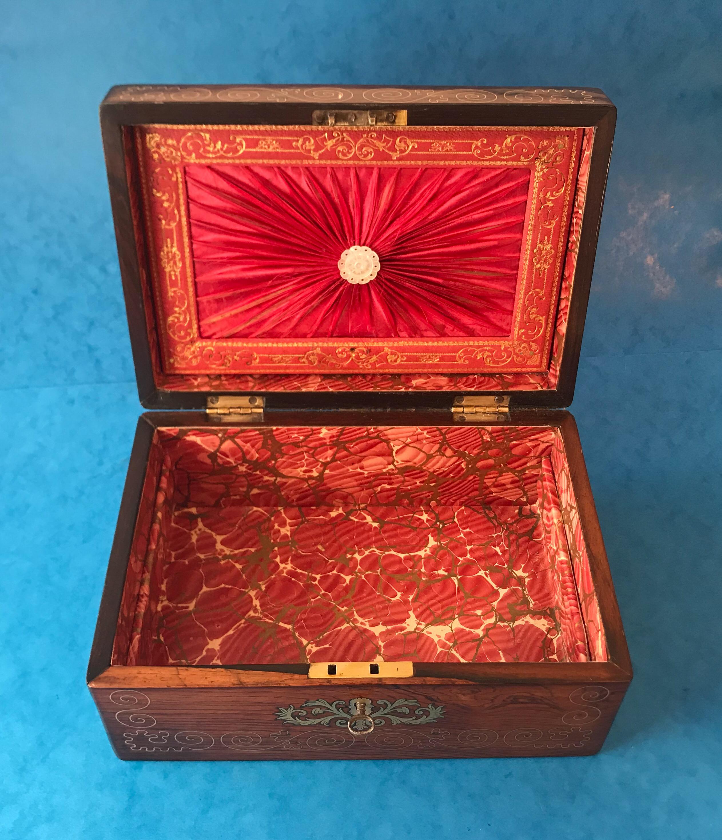 Victorian 1850 Rosewood Jewelry Box 8