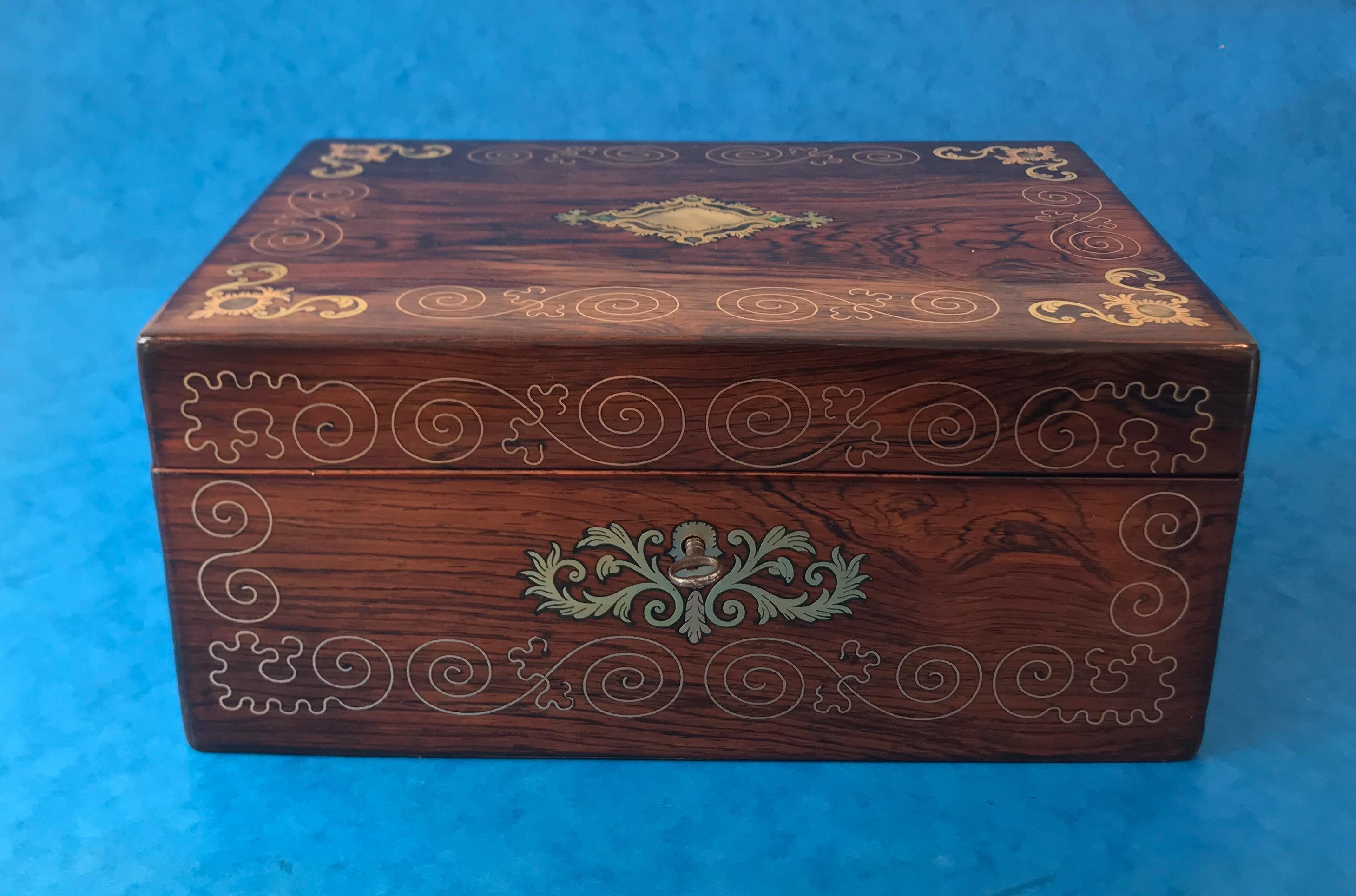 19th Century Victorian 1850 Rosewood Jewelry Box