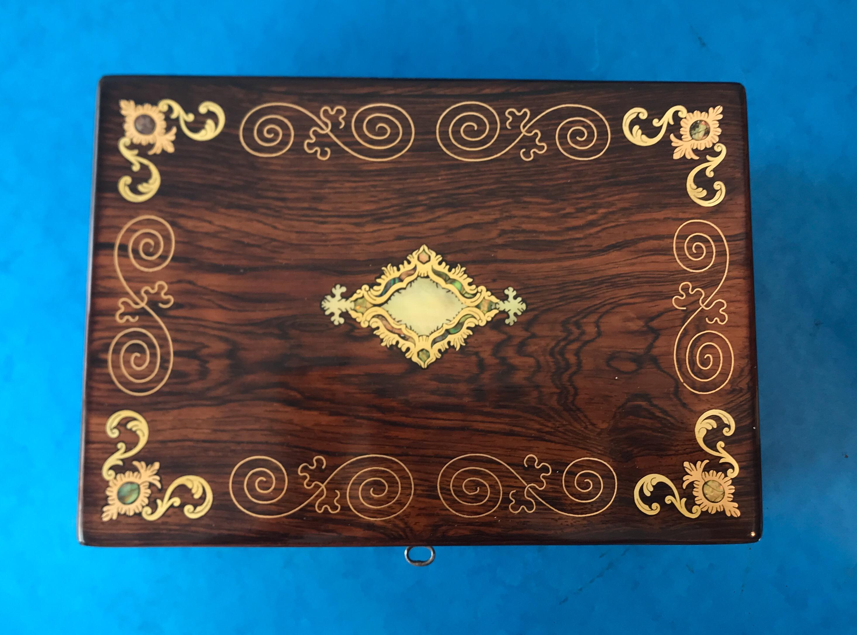 Victorian 1850 Rosewood Jewelry Box 1