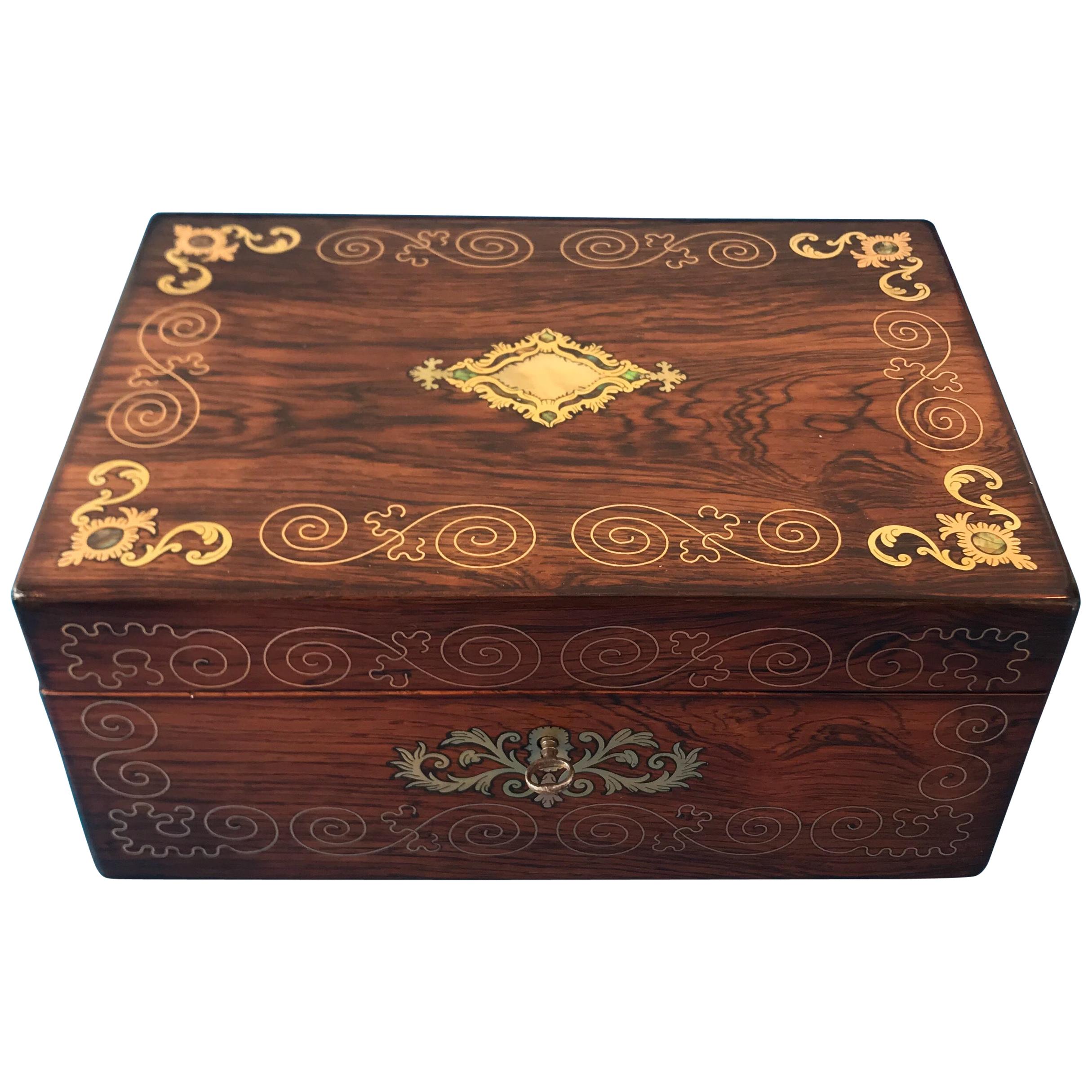 Victorian 1850 Rosewood Jewelry Box