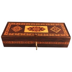 Victorian 1850 Rosewood Mosaic Inlaid Tunbridge Ware Box Victorian 1850 Rosewood Mosaic Inlaid Tunbridge Ware Box