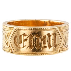 Victorian 1850s Memorial Gold Ring Band