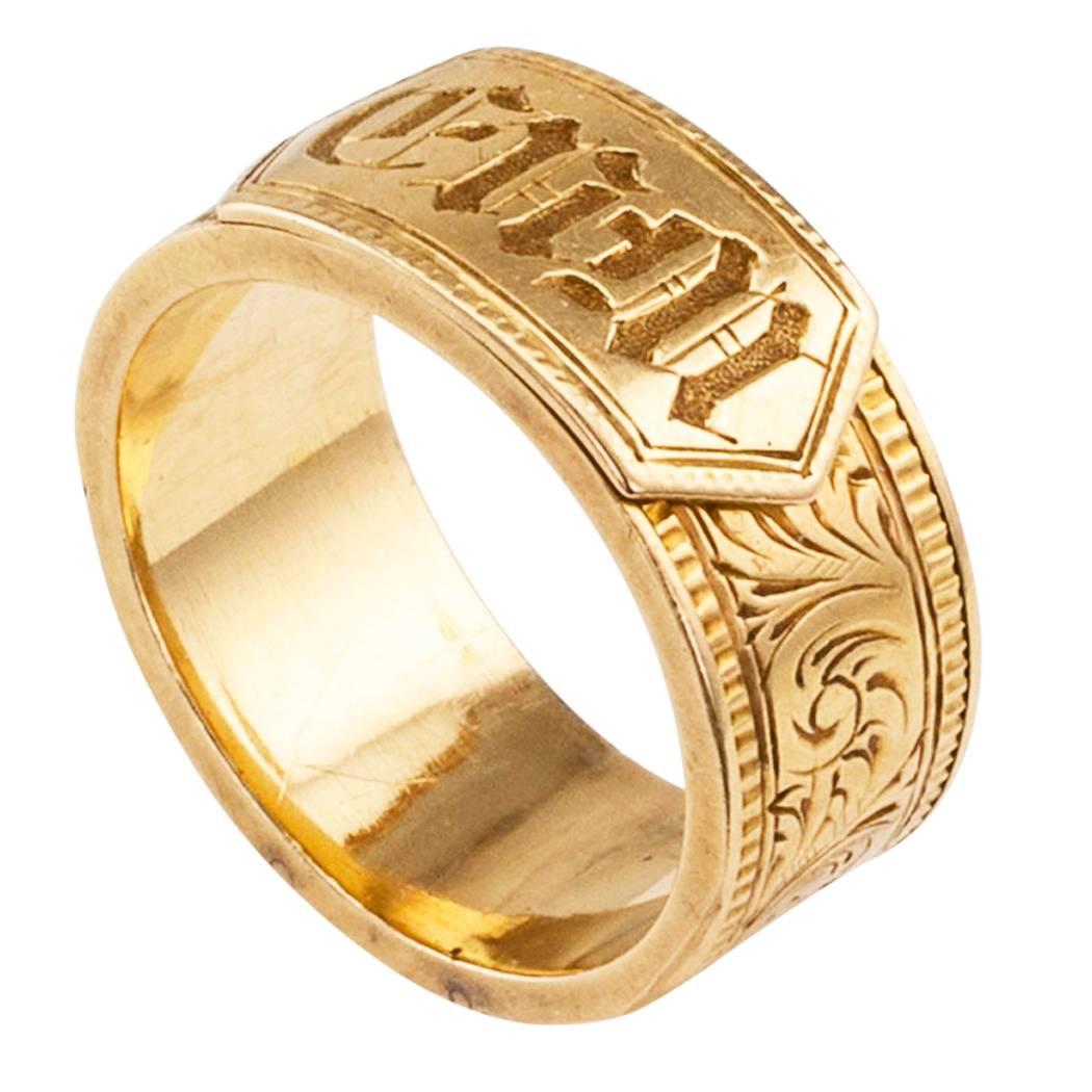 Victorian 1850s Memorial Gold Ring Band