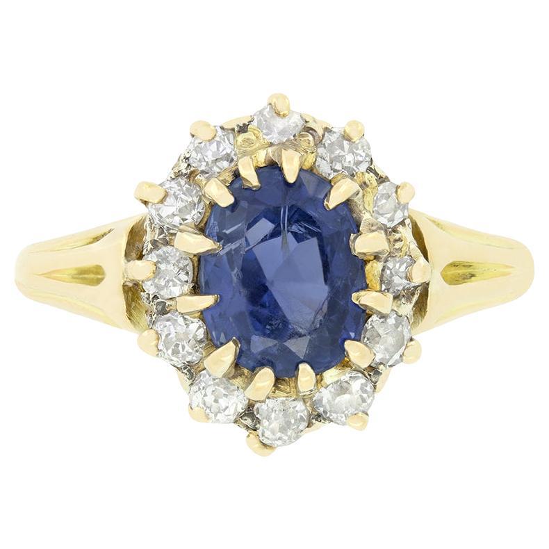 Victorian 1.85ct Sapphire and Diamond Cluster, c.1880s