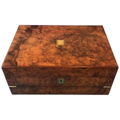 Victorian 1860 Burr Walnut “Double Decker” Writing Box