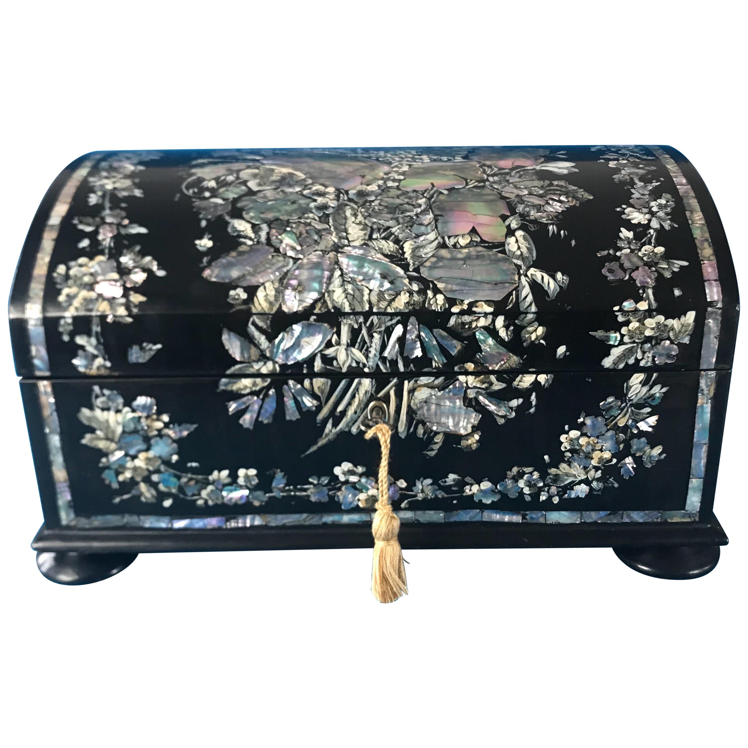 Victorian 1860 Papier-Mâché Sewing Box