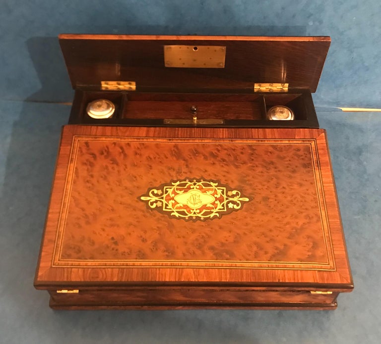 Victorian 1870 Burr Cedar Ladies Lap Desk at 1stDibs