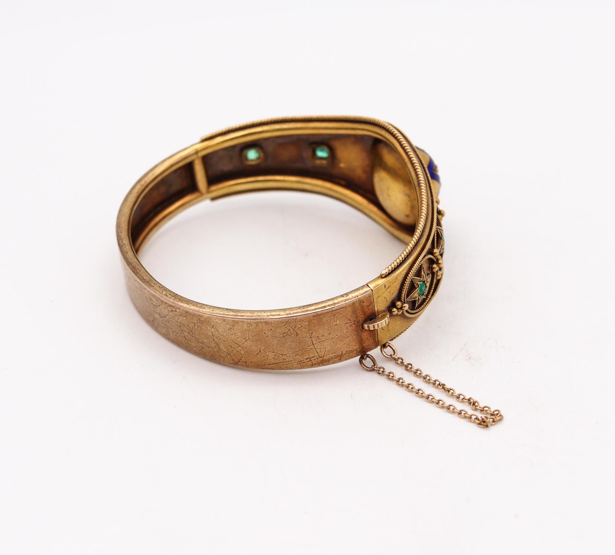 Taille vieille Europe Bracelet étoile victorien de style néo-étrusque 1870 en or 15 carats avec diamants en vente