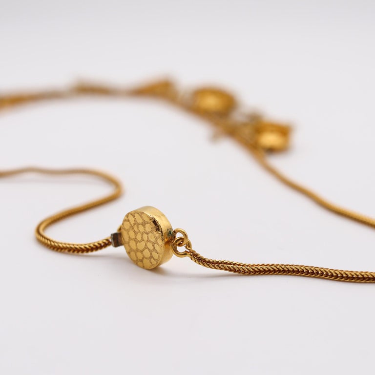 Victorian 1870 Festoon Fringe Necklace 18Kt Yellow Gold