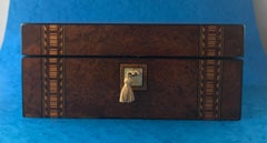 Victorian 1870 Inlaid Burr Walnut with Tunbridge Ware Banding Box