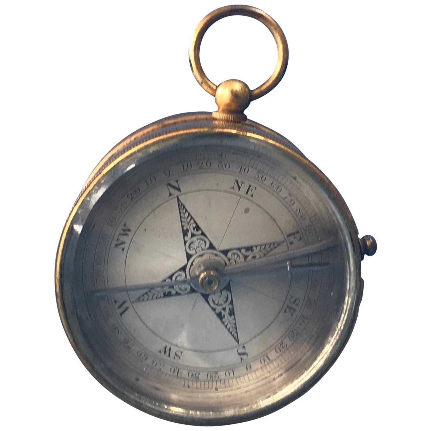 Victorian 1870 Pocket Compass and Barometer For Sale