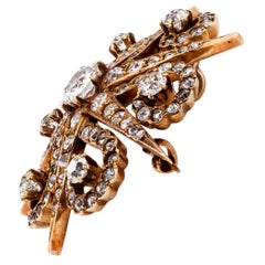 Victorian 1870s Starburst Diamonds Gold Brooch Pendant