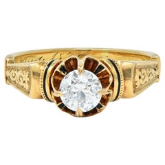 Victorian 1875 0.48 CTW Old European Cut Diamond 18 Karat Gold Engagement Ring