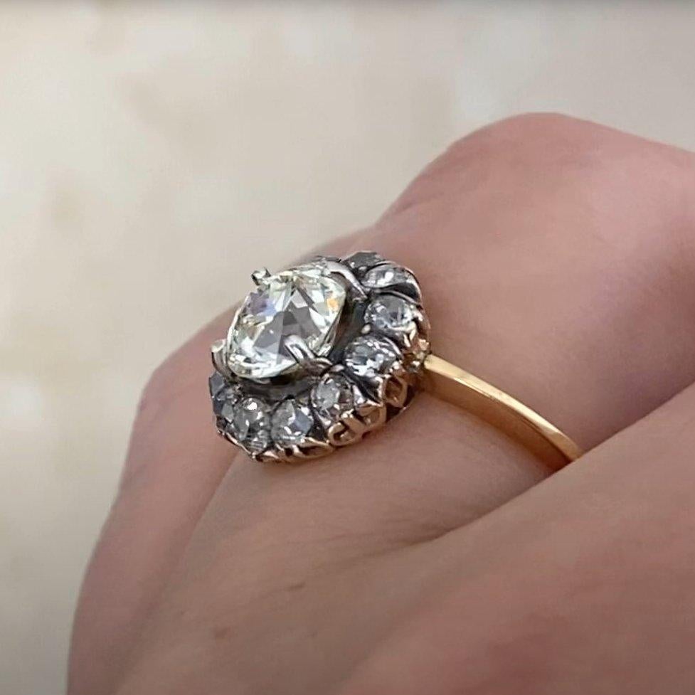 Victorian 1880 Antique Ring Old European Cut Diamond Halo (Approx 1.40-Carats) In Excellent Condition For Sale In New York, NY