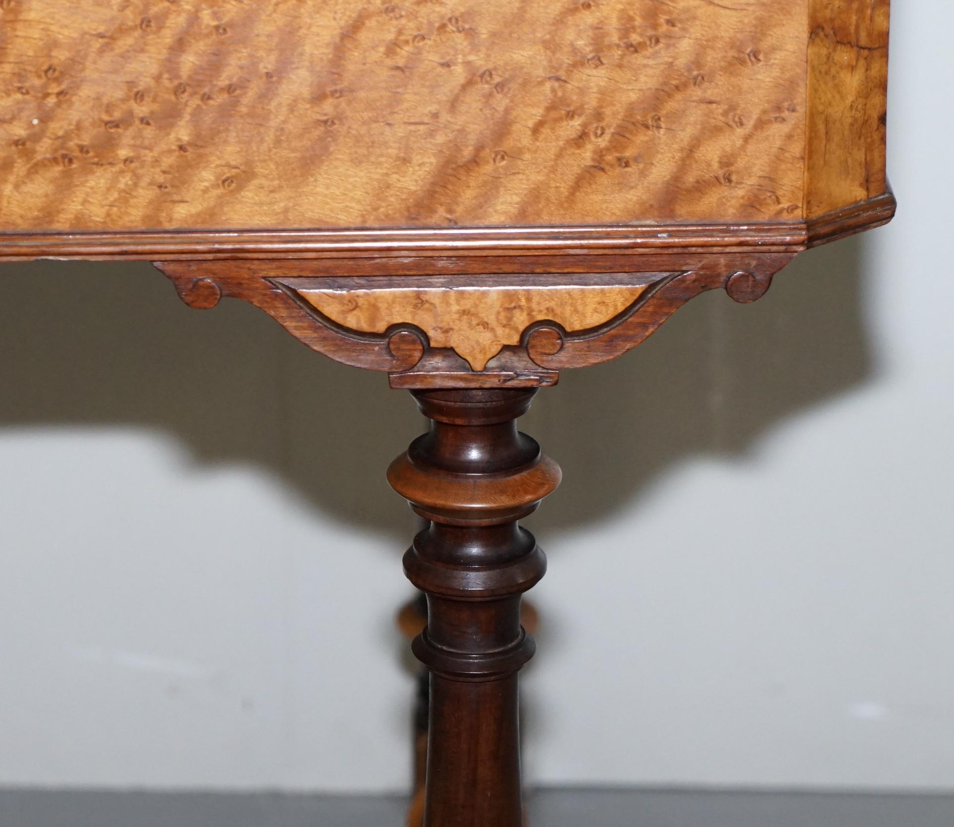 Victorian 1880 Continental Burr Satinwood Dressing Table Italian Marble Top For Sale 12