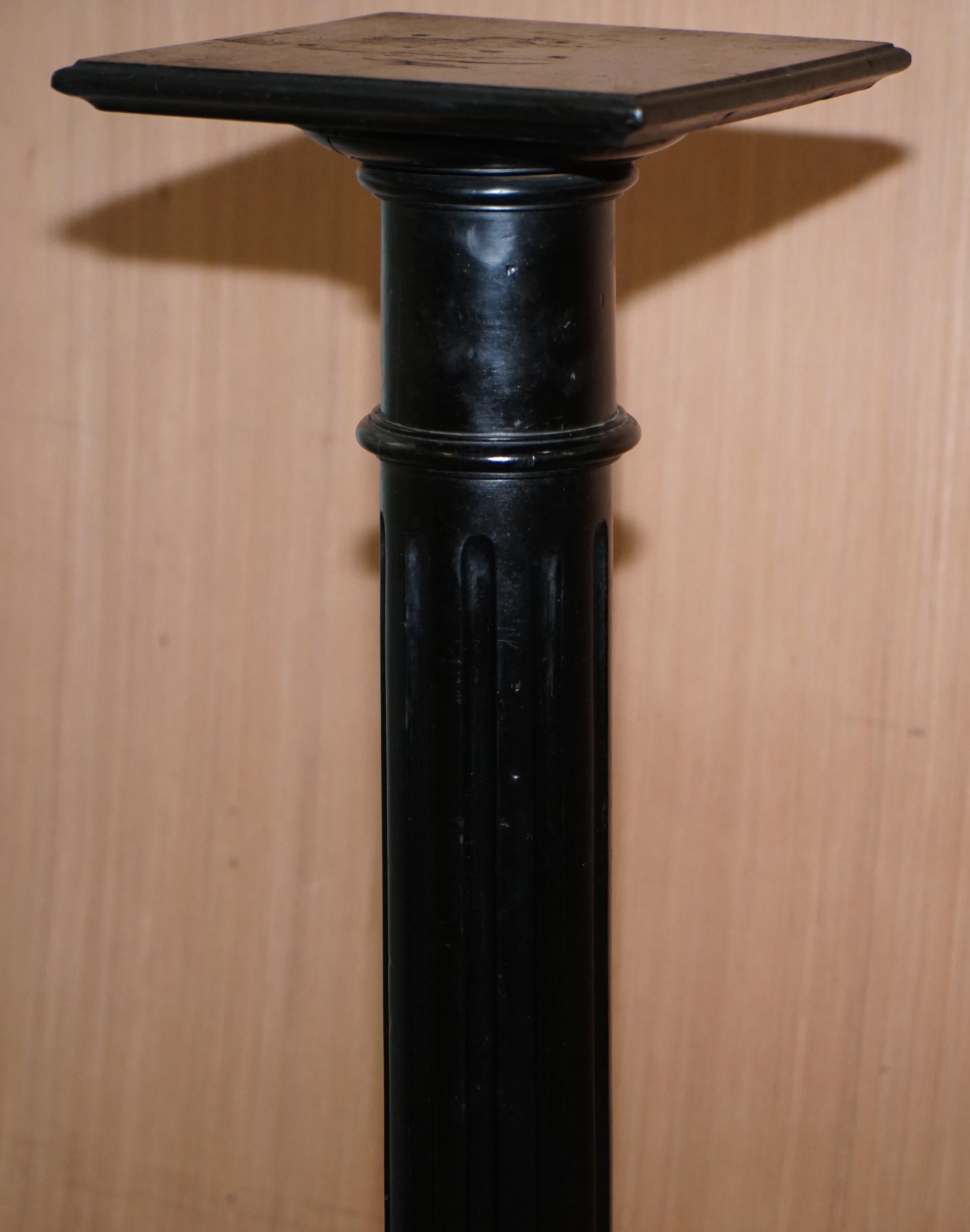 Victorian 1880 Corinthian Pillar Oak Ebonized Black Pedestal Stand for Antiques 2