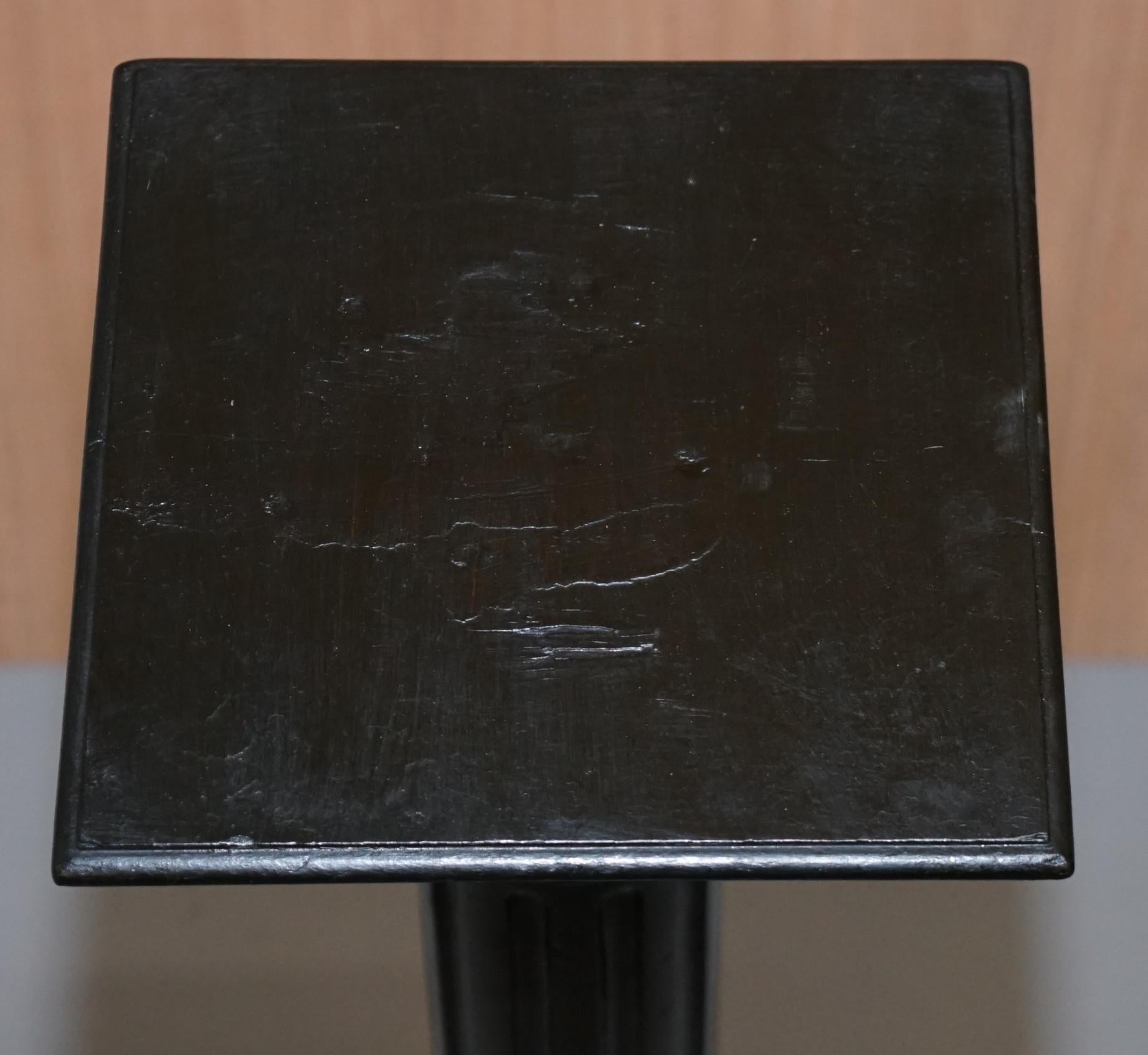 Victorian 1880 Corinthian Pillar Oak Ebonized Black Pedestal Stand for Antiques 3