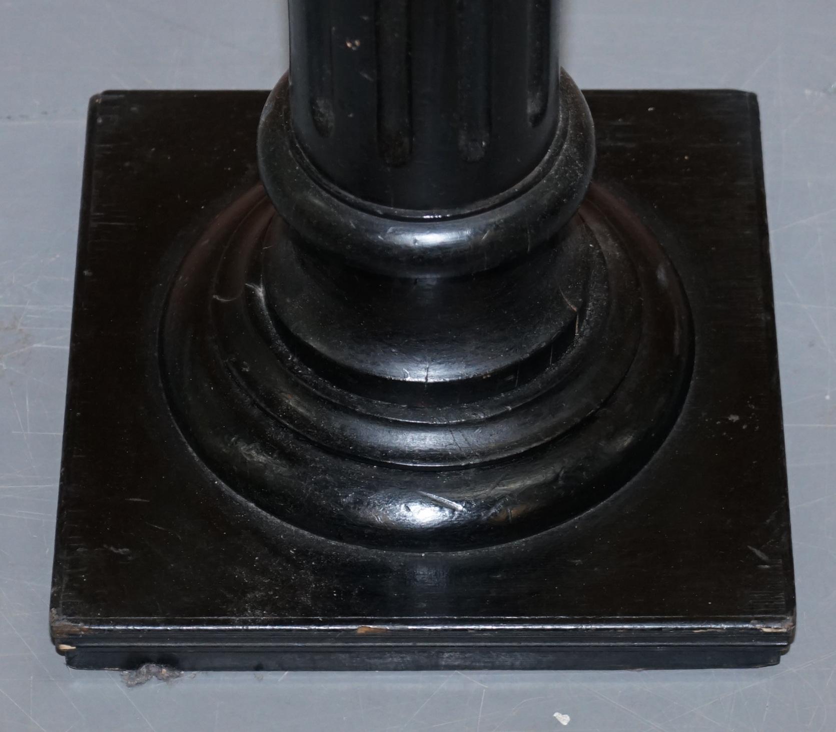 Victorian 1880 Corinthian Pillar Oak Ebonized Black Pedestal Stand for Antiques 4
