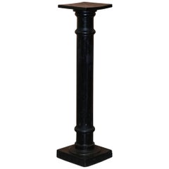 Victorian 1880 Corinthian Pillar Oak Ebonized Black Pedestal Stand for Antiques