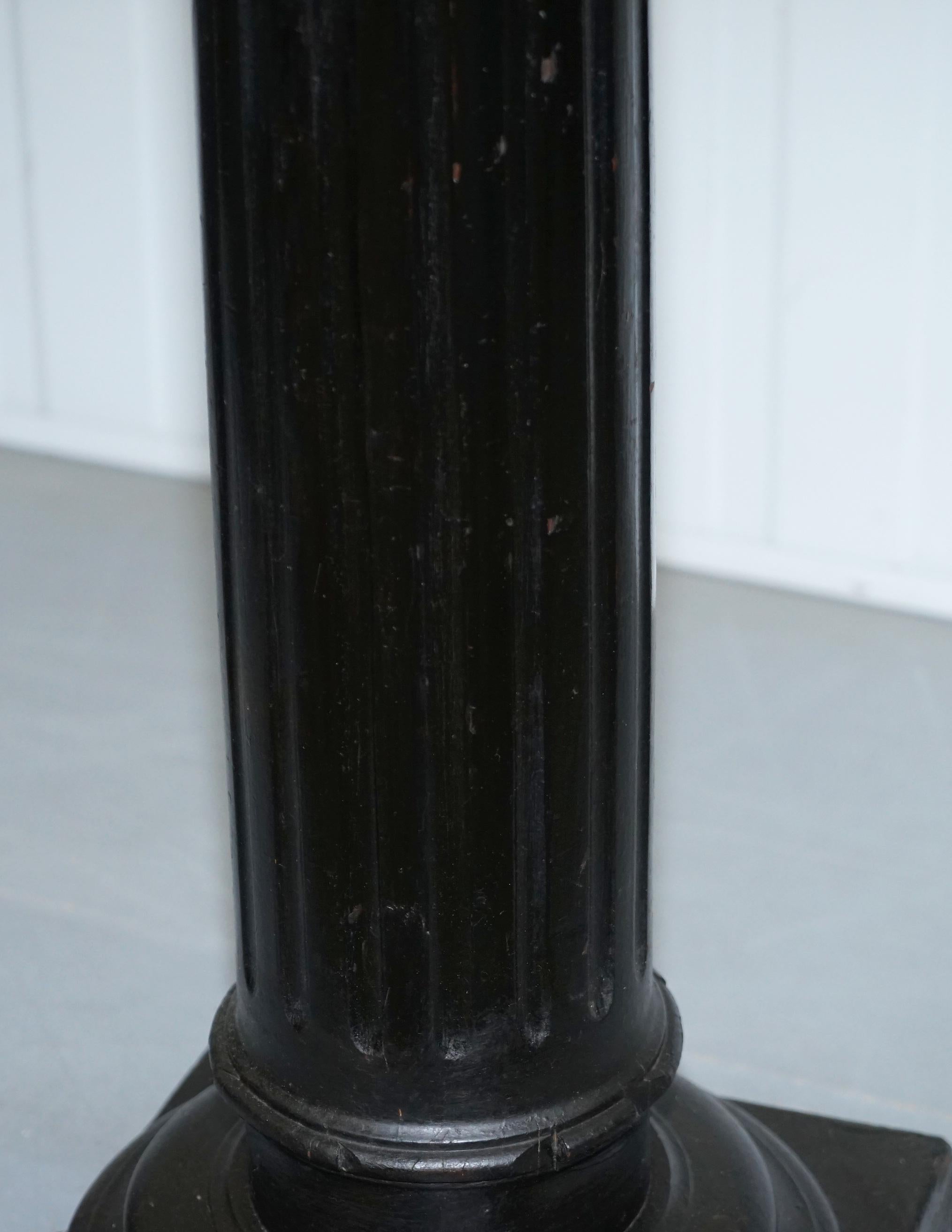 Ebonized Victorian 1880 Corinthian Pillar Oak Ebonised Black Pedestal Stand for Art Busts