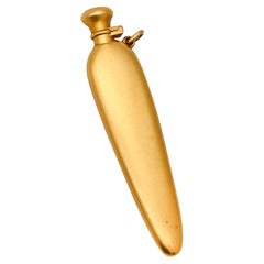Bottiglia di profumo curva VICTORIANA del 1880 in oro giallo 18Kt spazzolato