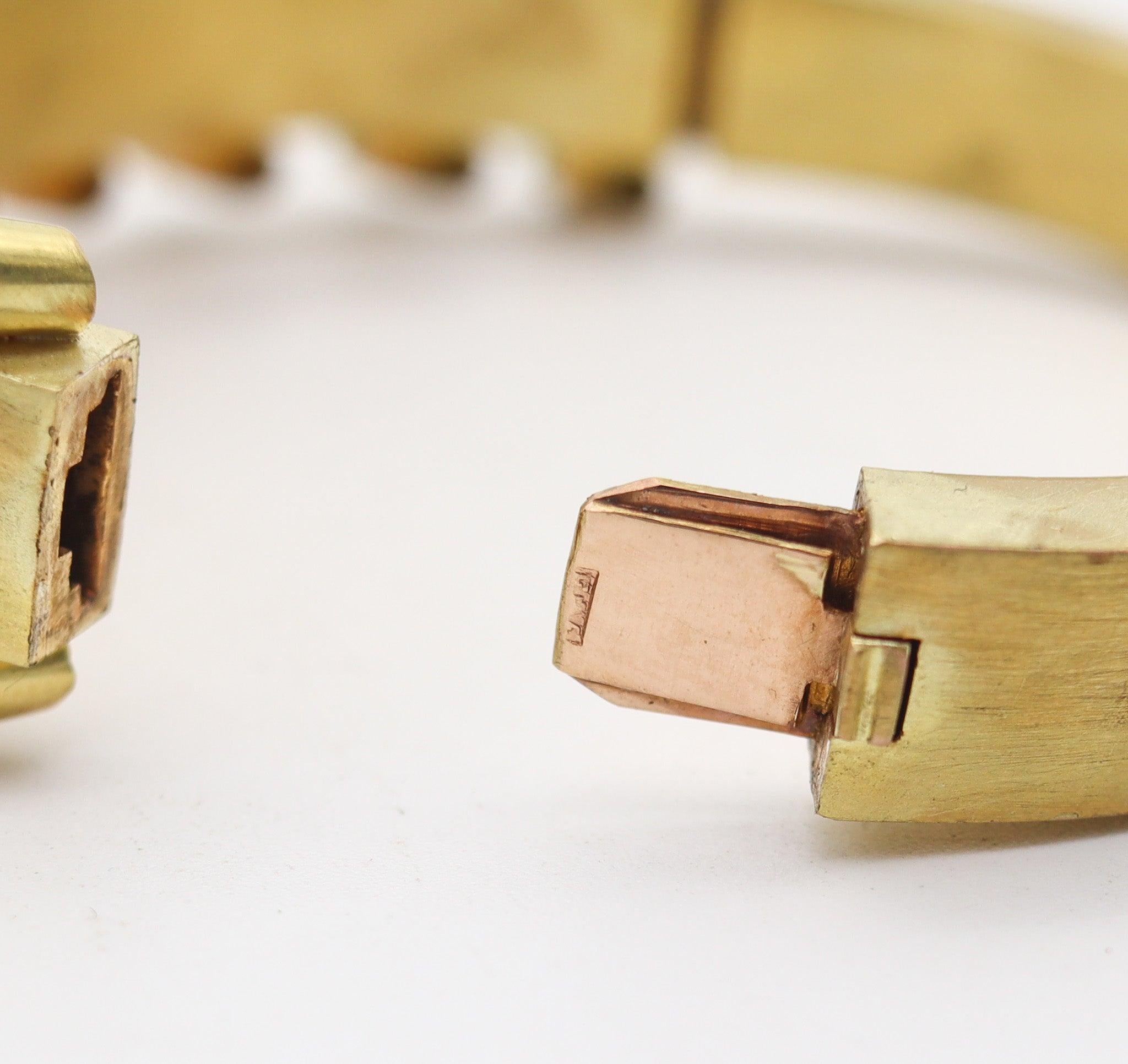 VICTORIAN 1880 Etruscan Revival Bracelet In Brushed 15Kt Gold & Blue Turquoises For Sale 4