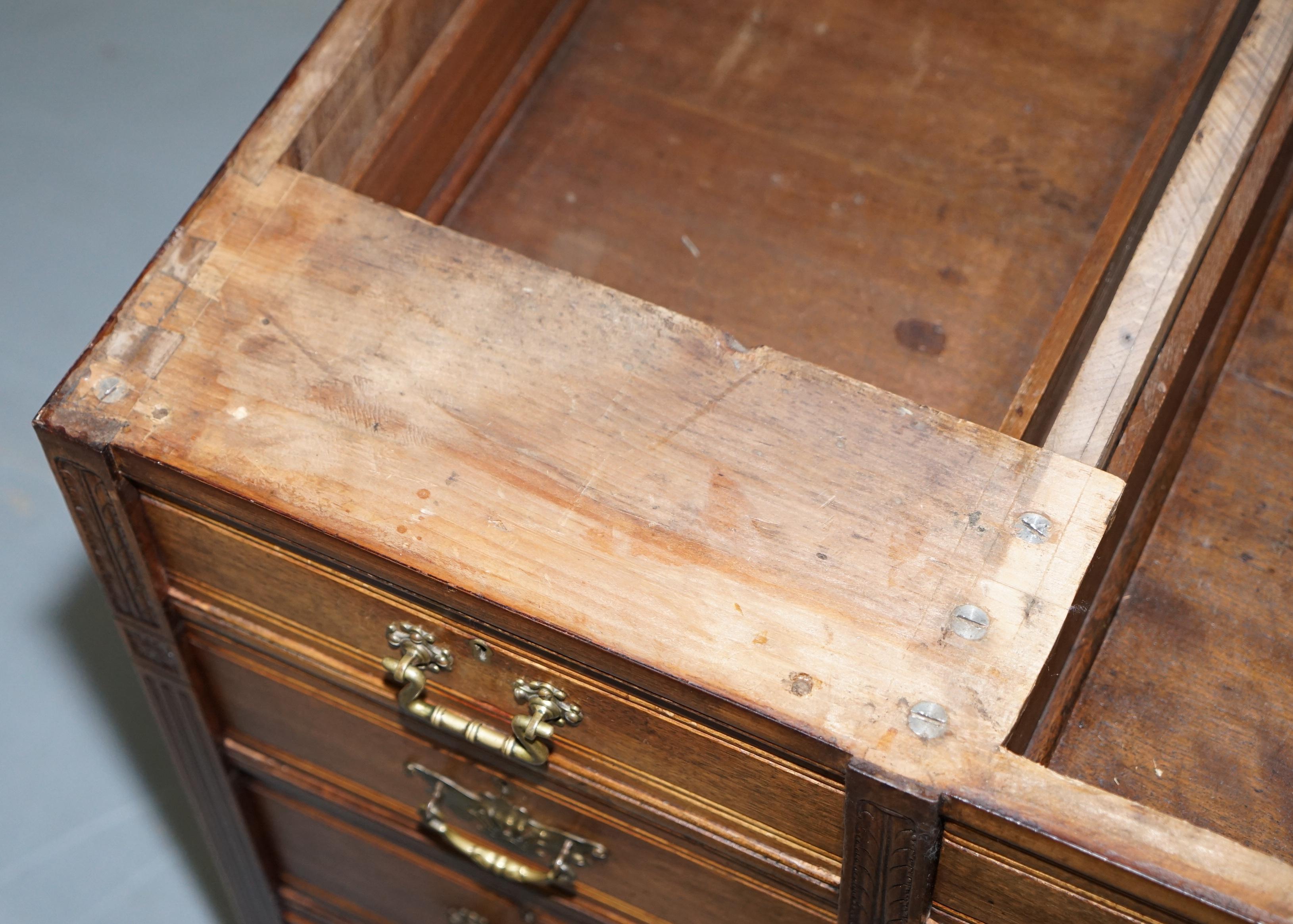 Victorian 1880 Hobbs & Co London Panelled Walnut Desk Enclosed Back Handmade 10