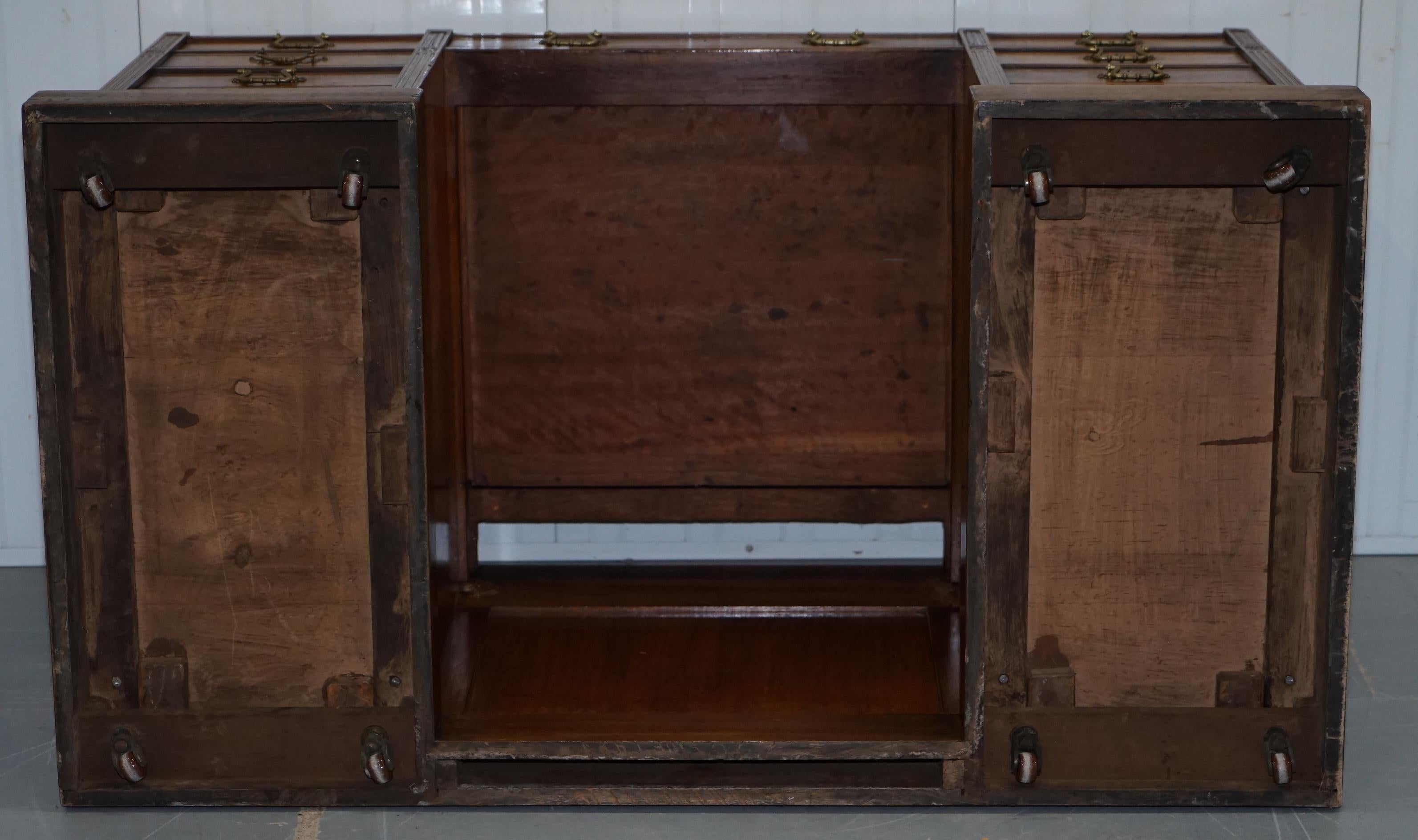 Victorian 1880 Hobbs & Co London Panelled Walnut Desk Enclosed Back Handmade 11
