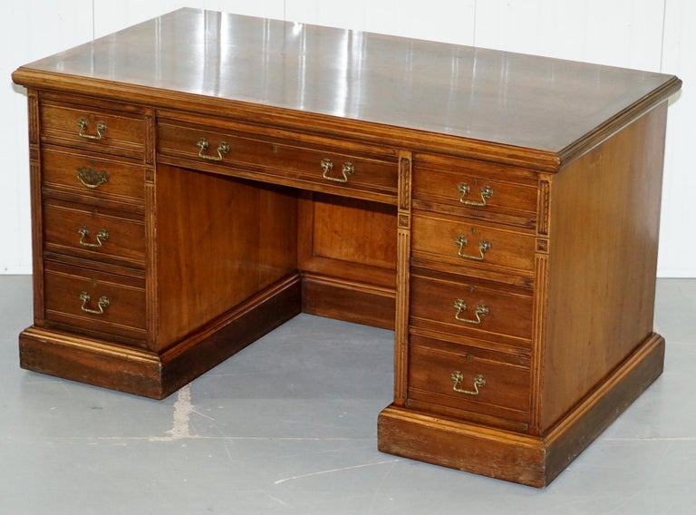 Victorian 1880 Hobbs and Co London Panelled Walnut Desk Enclosed Back