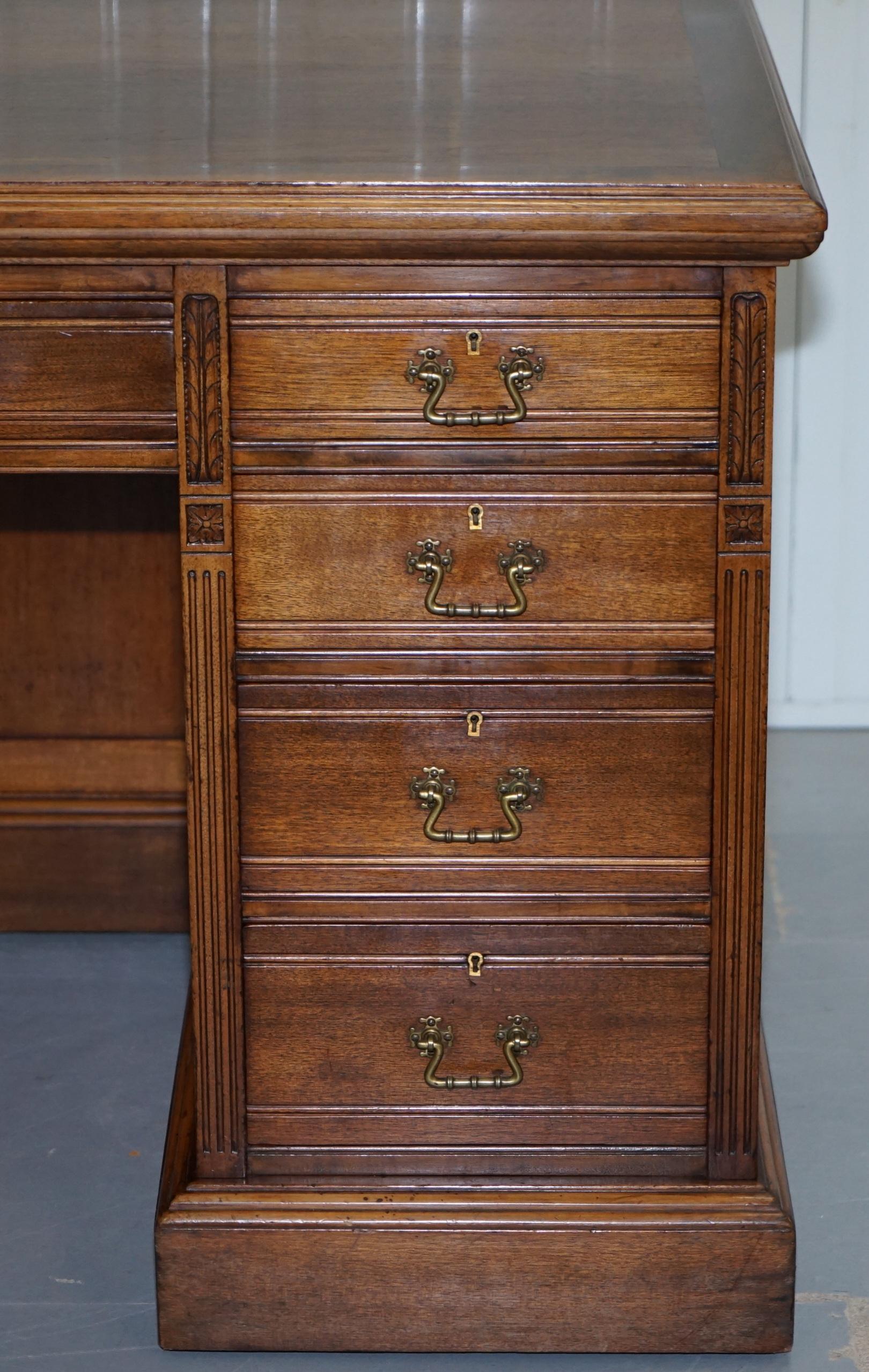 British Victorian 1880 Hobbs & Co London Panelled Walnut Desk Enclosed Back Handmade