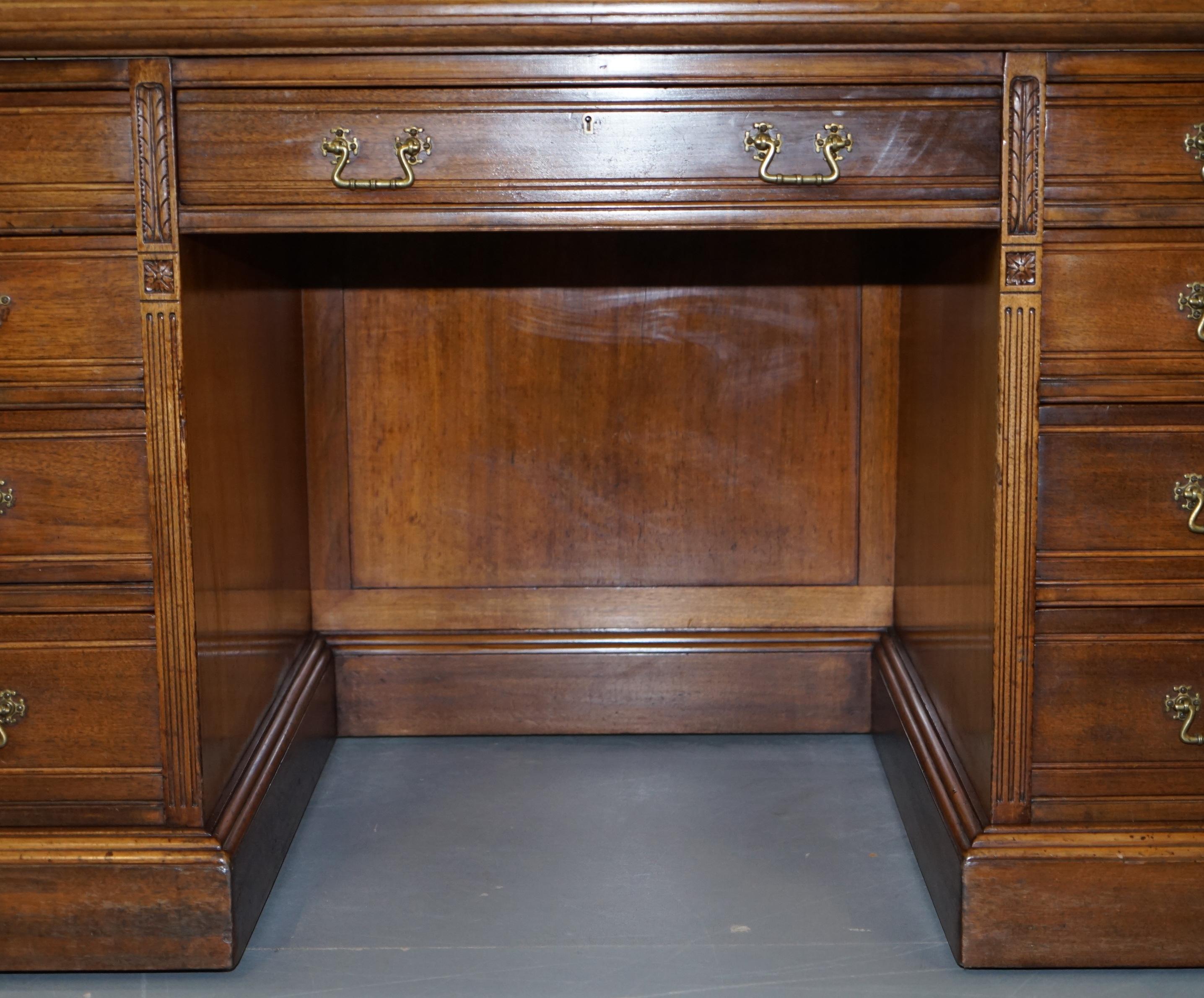 19th Century Victorian 1880 Hobbs & Co London Panelled Walnut Desk Enclosed Back Handmade