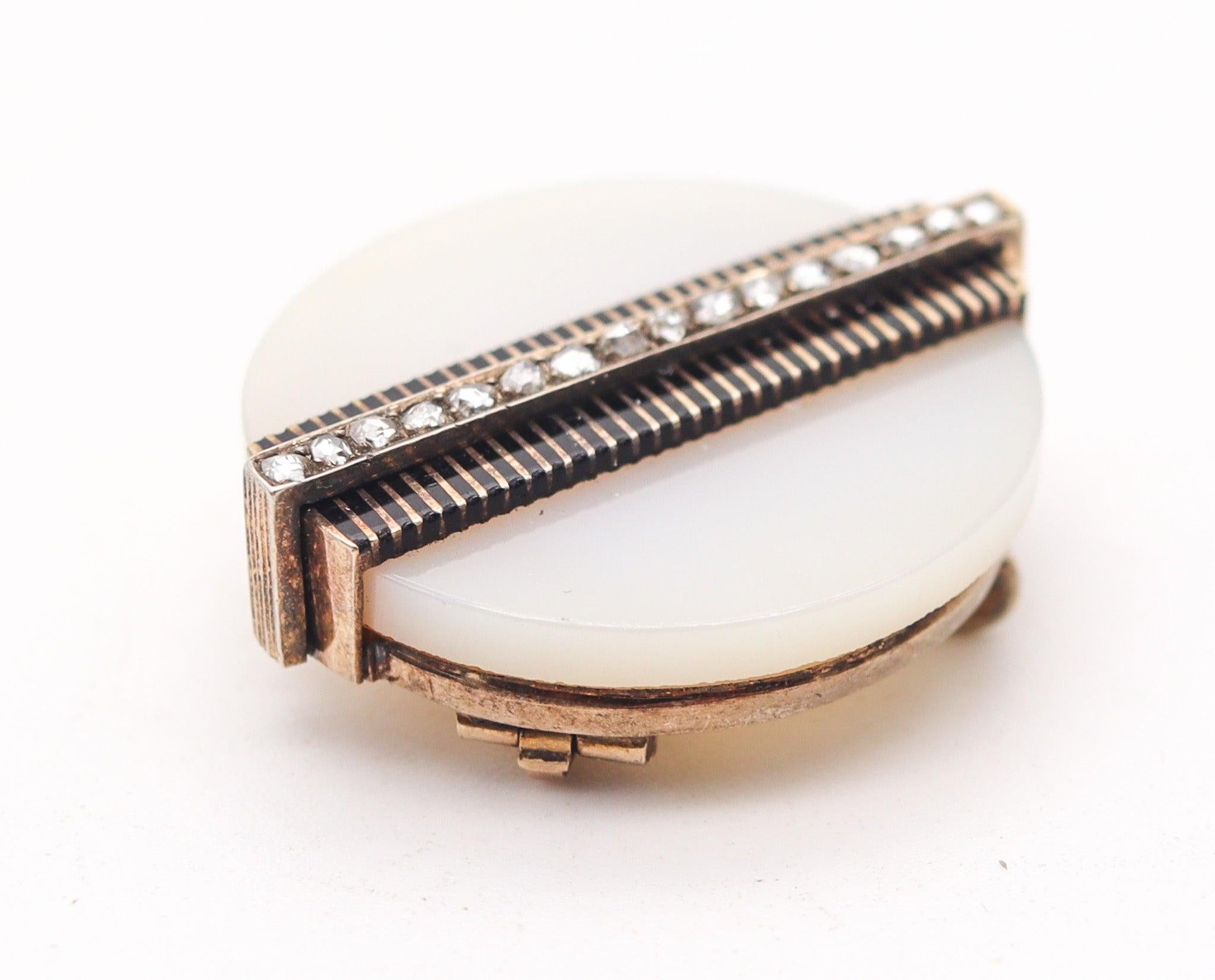 Pendente industriale VICTORIANO 1880 in oro 14Kt con agata e diamanti In condizioni ottime in vendita a Miami, FL