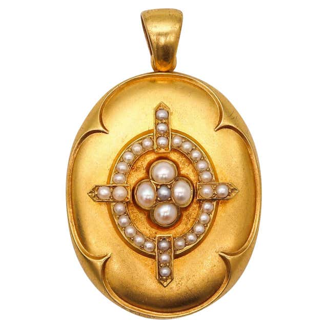 Locket 1890 Victorian 1890 Pendant Locket in 18kt Gold with 9.44ctw Diamonds Rubies ...
