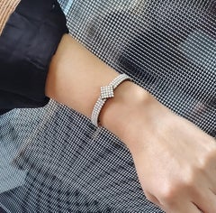 Viktorianischer Perlen-Armreif aus 14 Karat Gelbgold mit Diamanten im Rosenschliff, 1880