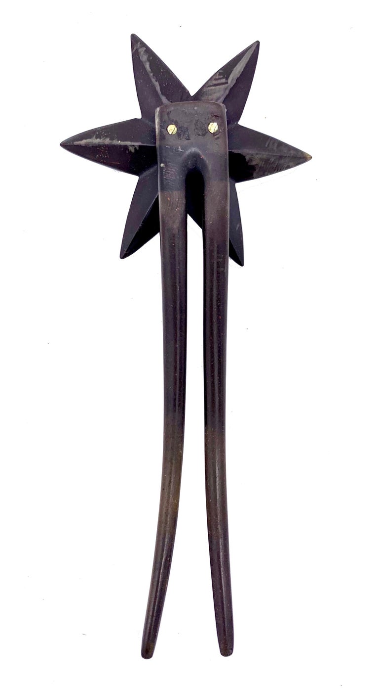 Victorian 1880 Star Hair Pin Vulcanite Gutta Percha For Sale at 1stDibs