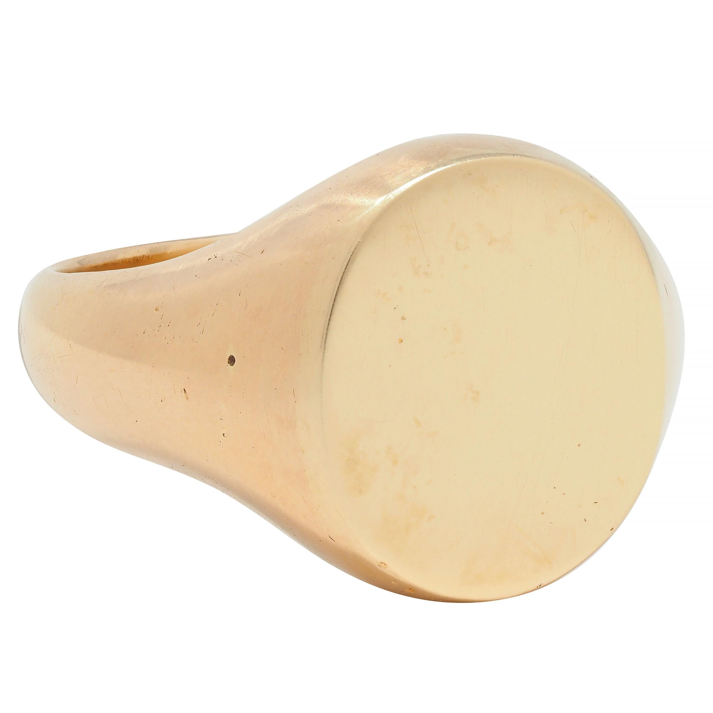 Victorian 1880's Hidden Key 14 Karat Yellow Gold Unisex Antique Signet Ring In Excellent Condition In Philadelphia, PA