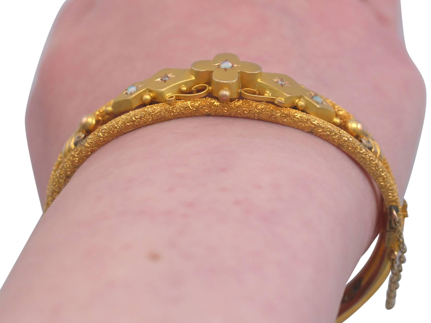 Victorian Opal and Diamond Yellow Gold Bangle For Sale 6