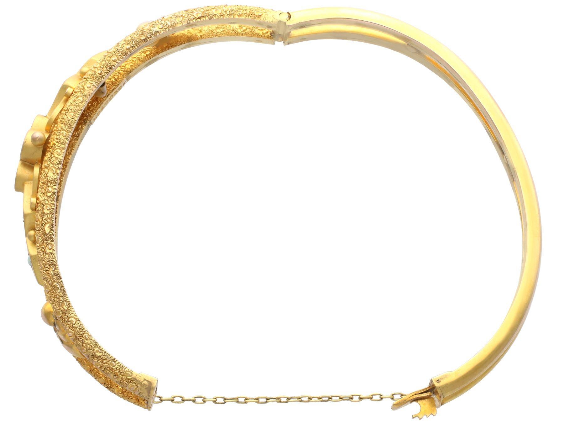 Victorian Opal and Diamond Yellow Gold Bangle For Sale 2
