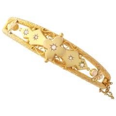 Antique Victorian Opal and Diamond Yellow Gold Bangle