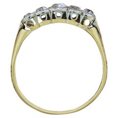 Victorian 1881 1.07 Carat Old Cut Diamond Five-Stone Ring