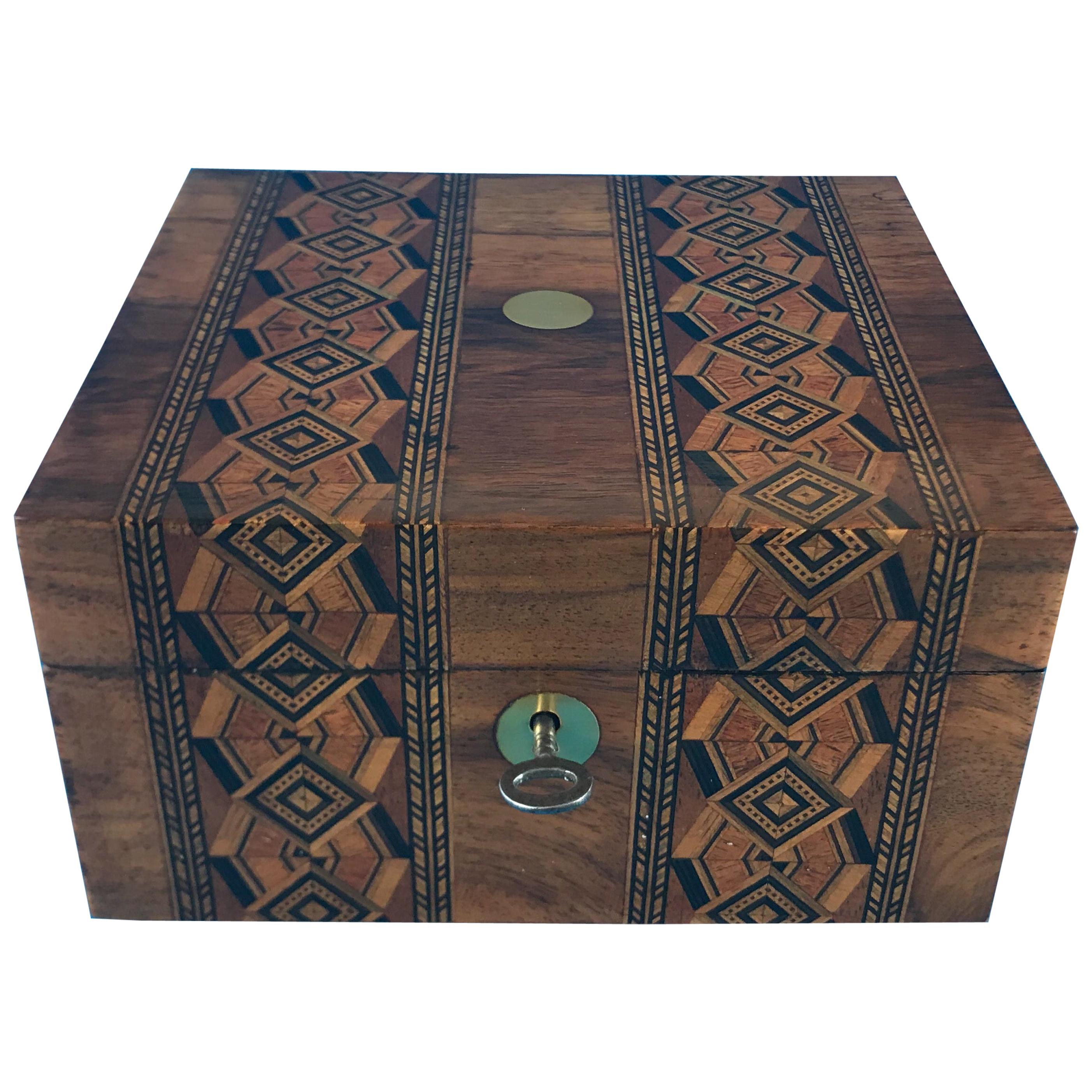 Victorian 1890-1900 Inlaid Walnut Tunbridge Ware Box