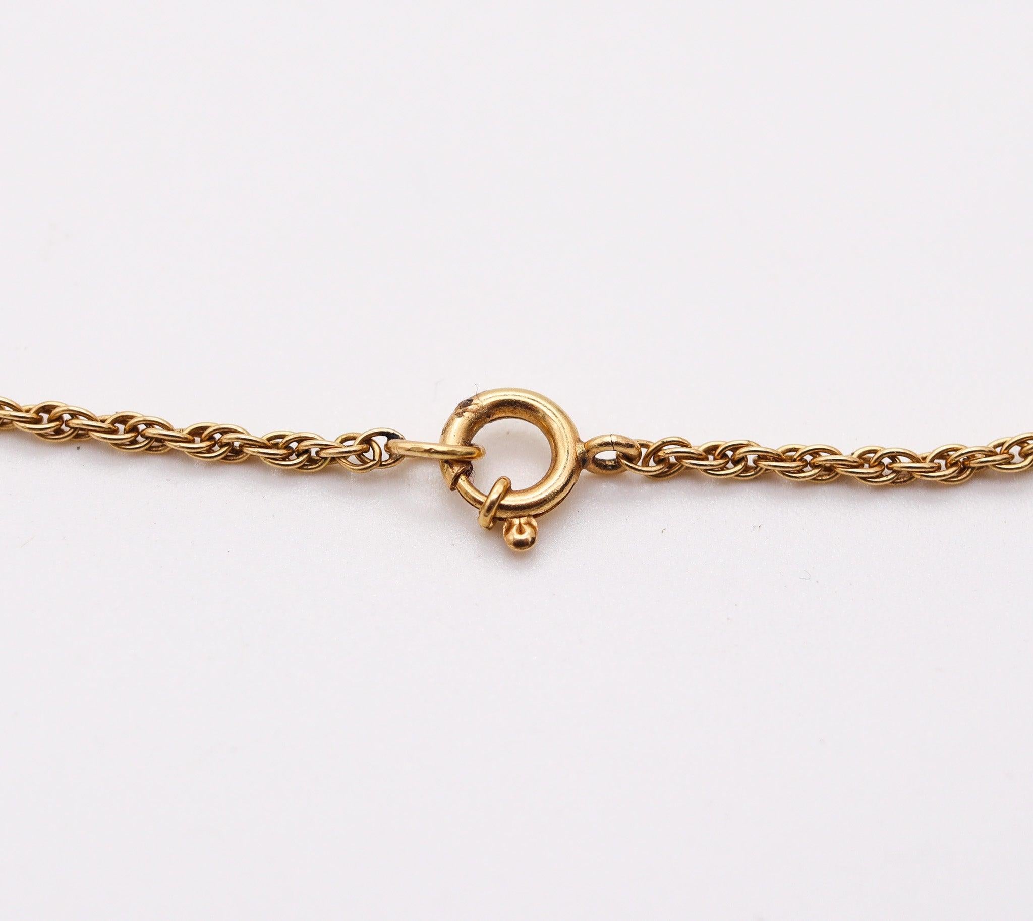 VICTORIAN 1890 Blue Enameled Locket Necklace In 18Kt Yellow Gold & White pearls For Sale 3